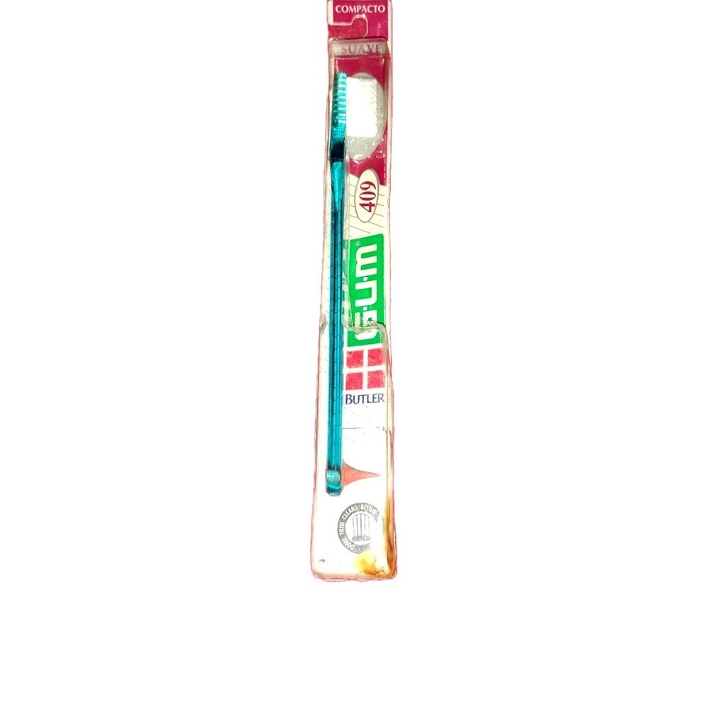 Vtg Butler Toothbrush‎ w/ Dome trim 409 Aqua Clear Turquoise Suave prop